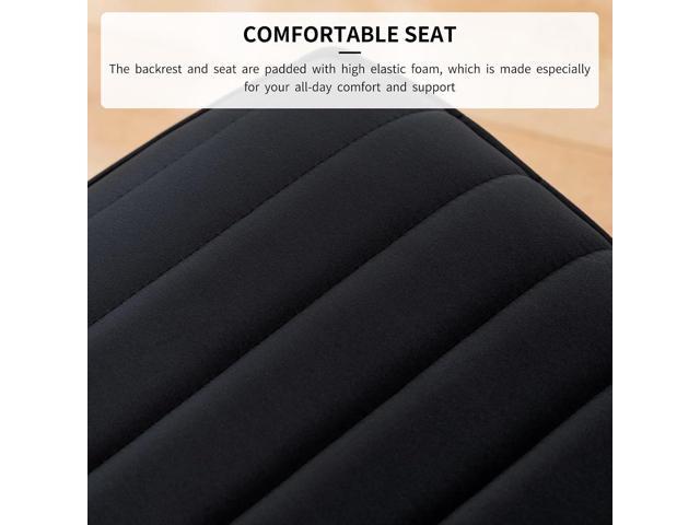 Furnimart Modern Black Velvet Upholstered Home Office Chair Computer Armless Task Chair Mid-Back Compy Chair Swivel Adjustable Small Chair for...