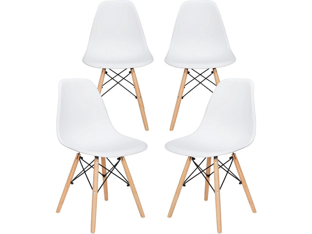 SUPER DEAL Modern Dining Chairs Set of 4 Plastic DSW Shell Lounge Chair Mid Century Side Chairs with Solid Wood Legs for Living Room, Kitchen,...