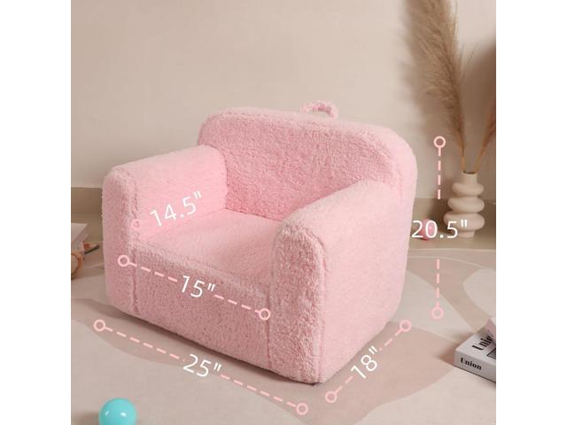 Kids Snuggly-Soft Sherpa Chair, Cuddly Toddler Foam Chair for Boys and Girls, Pink