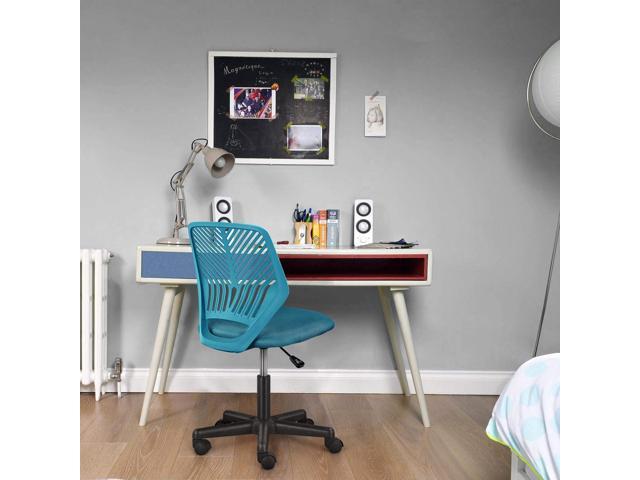 Topeakmart Armless Office Chair, Ergonomic Task Chair with Lumbar Support Adjustable Height, Modern Study Chair for Small Space, Turquoise