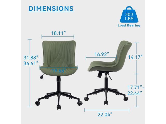 YOUNIKE Office Chair, Armless Desk Chair Computer Chair with Wheels, Modern Upholstered PU Leather Task Chair, Rolling Adjustable Swivel Home...