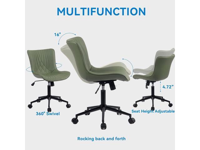YOUNIKE Office Chair, Armless Desk Chair Computer Chair with Wheels, Modern Upholstered PU Leather Task Chair, Rolling Adjustable Swivel Home...