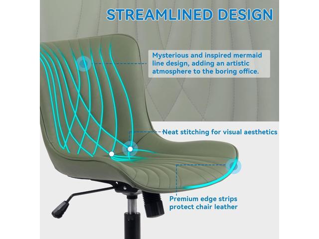 YOUNIKE Office Chair, Armless Desk Chair Computer Chair with Wheels, Modern Upholstered PU Leather Task Chair, Rolling Adjustable Swivel Home...