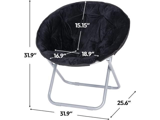 ZenStyle Faux Fur Folding Moon Chair with Metal Frame, Saucer Chair for Adults, Portable Chair for Bedroom, Dorm Rooms, Apartments, Lounging,...
