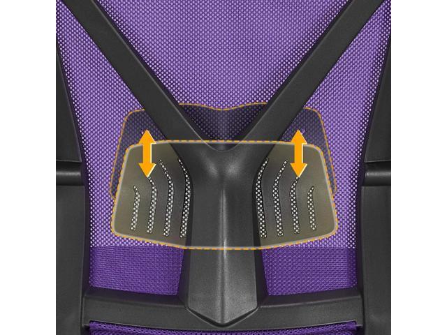 Yaheetech Mesh Office Desk Chairs Ergonomic Task Chairs with Adjustable Lumbar Support Mid Back Swivel Chair Purple
