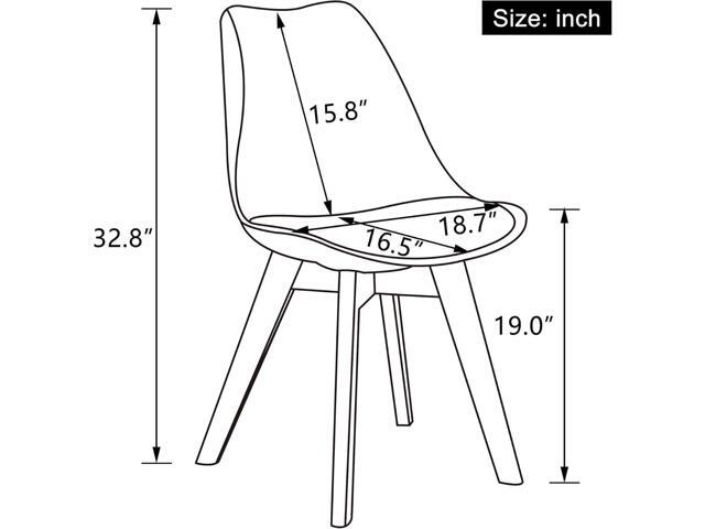 LSSBOUGHT Mid Century Modern Dining Chairs, Shell Lounge Plastic Desk Chair Side Chair with Soft Padded and Wooden Legs for Dining Room Living Room...