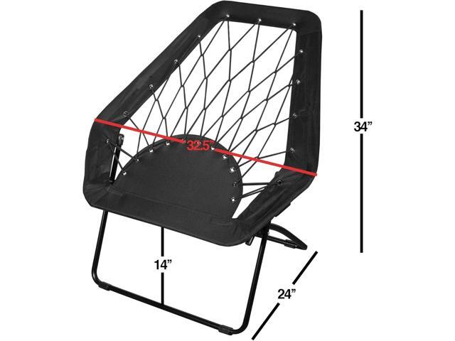 Zenithen Black Hexagon Portable Folding Metal Framed Bungee Chair, Perfect for Dorm Rooms, Bed Rooms, Living Room, Camping, and Outdoor Activities,...