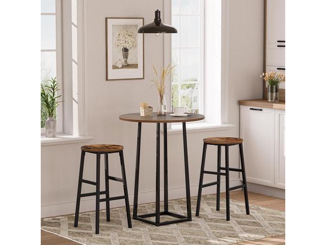 Bar Stools, Set of 2 Round Bar Chairs with Footrest, 24.4 Inch Kitchen Breakfast Bar Stools, Industrial Bar Stools, Easy Assembly, for Dining Room,...