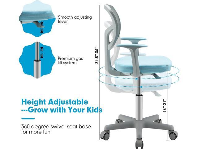 Costzon Kids Desk Chair, Adjustable Children Study Computer Chair with Arms & Wheels, Student Swivel Rolling Task Chair, Ergonomic Kids Office...