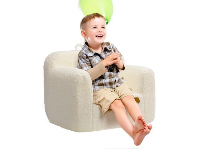 ALIMORDEN Kids Ultra-Soft Snuggle Foam Filled Chair, Toddler Cuddly Sherpa Reading Couch for Boys and Girls, Cream