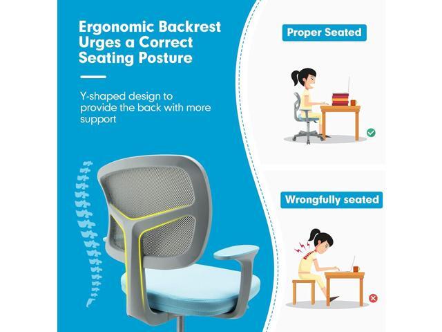 Costzon Kids Desk Chair, Adjustable Children Study Computer Chair with Arms & Wheels, Student Swivel Rolling Task Chair, Ergonomic Kids Office...