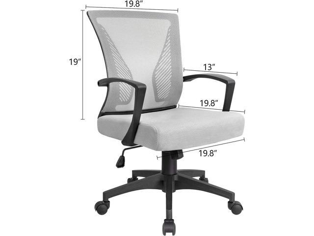Ergonomic Grey Office Clearance Mesh Computer Lumbar Support Mid Back Study Desk Modern Executive Task Chair Cheap Adjustable Swivel, 19.8' x 19.8'...