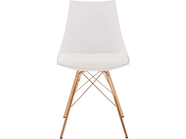 OSP Home Furnishings Oakley Mid-Century Modern Bucket Chair, Faux Leather,White