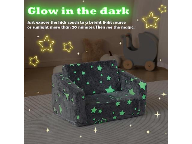Kids Couch Fold Out, Foldable Toddler Couch with Blanket, Kids Sofa for Girls & Boys, Flip Out Toddler Chair, Convertible Sofa Gift for Children...