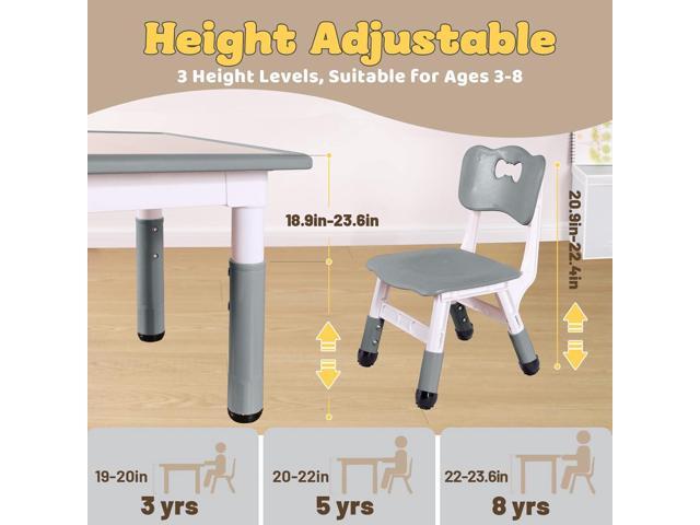 FUNLIO Kids Table and 2 Chairs Set, Height Adjustable Toddler Table and Chair Set for Ages 3-8, Easy to Wipe Arts & Crafts Table, for...