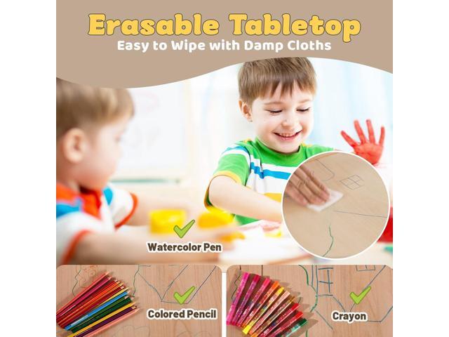 FUNLIO Kids Table and 2 Chairs Set, Height Adjustable Toddler Table and Chair Set for Ages 3-8, Easy to Wipe Arts & Crafts Table, for...