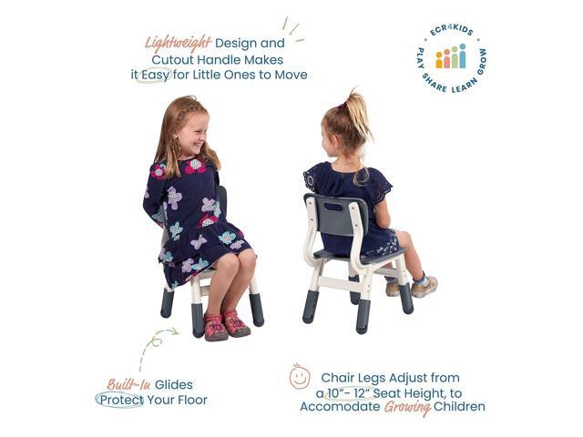 ECR4Kids Classroom Adjustable Chair, Flexible Seating, Grey, 2-Pack