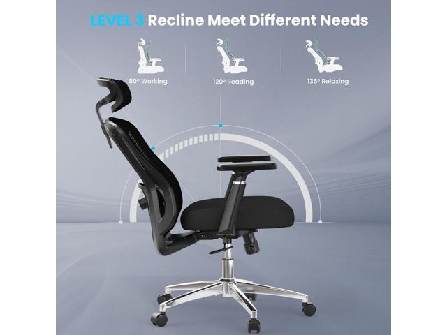 Farini Ergonomic Office Chair, Home Office Mesh Chair with Lumbar Support,3D Armrests and Adjustable Headrest, Computer Desk Chair High Back for...