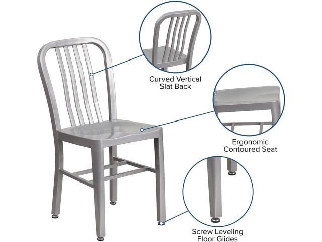 Flash Furniture Commercial Grade Silver Metal Indoor-Outdoor Chair