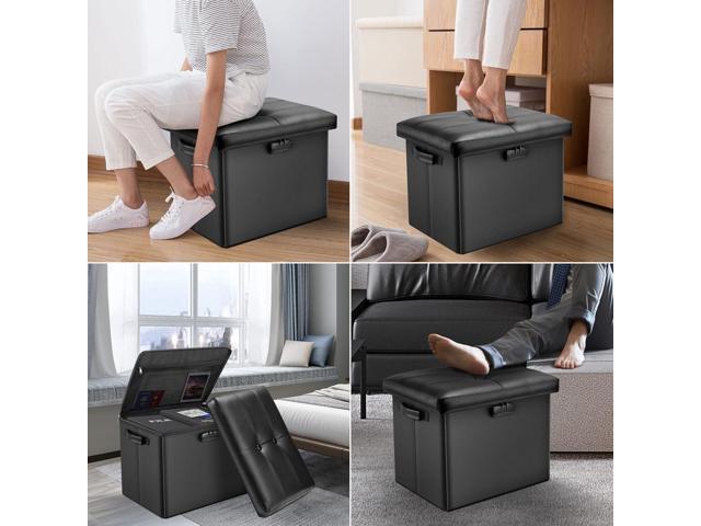 DocSafe Storage Ottoman with Lock,Fireproof Folding Ottoman Foot Rest Stool Storage Chest with Storage Safe for Important Documents,Waterproof 17...