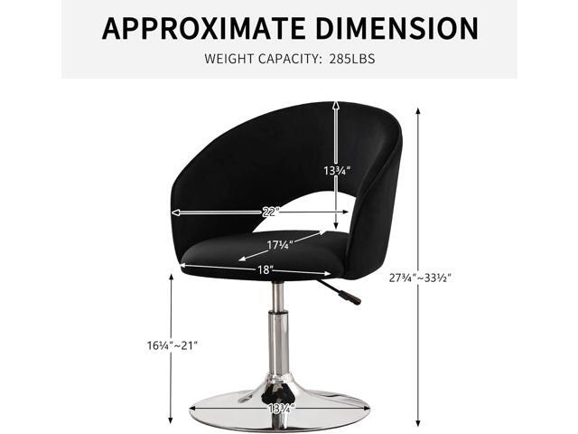 Furnimart Adjustable Black Vanity Chair with Back, Velvet Makeup Chair Swivel Accent Chair with Chrome Frame Hollow Backrest, Side Chair for Living...