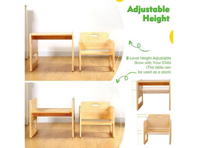 FUNLIO Montessori Weaning Table and Chair Set for Toddlers Age 1-3, Height Adjustable Toddler Table and Chair Set, Cube Kids Table Chair for...