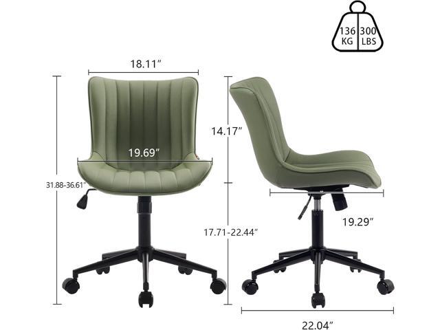 YOUNIKE Armless Home Office Desk Chair with Wheels Compact Comfy Vanity Chair with Adjustable Back Modern Small Leather Upholstered Rolling Swivel...