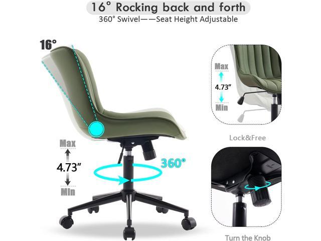 YOUNIKE Armless Home Office Desk Chair with Wheels Compact Comfy Vanity Chair with Adjustable Back Modern Small Leather Upholstered Rolling Swivel...