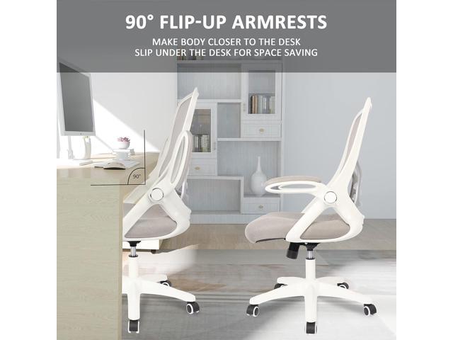 Office Chair Ergonomic Mesh Swivel Computer Task Desk Chair Comfortable, Flip-up Arms, Adjustable Height (Grey)