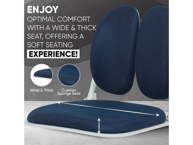 Made in Korea Dual-Backrests Ergonomic Floor Chair With Back Support - Meditation, Gaming, Reading Chair for Adults, Foldable (Blue)