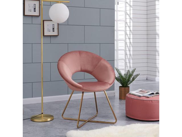 DUHOME Modern Accent Velvet Chairs Single Sofa Comfy Upholstered Arm Chair Mid-Century Leisure Lounge Chairs with Golden Metal Frame Legs 1 PCS Pink