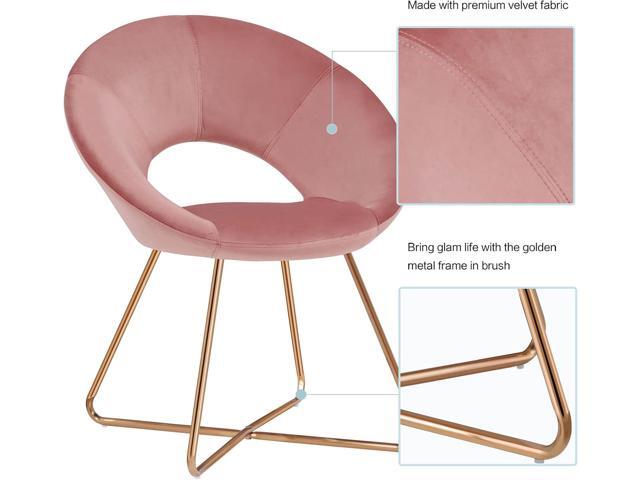 DUHOME Modern Accent Velvet Chairs Single Sofa Comfy Upholstered Arm Chair Mid-Century Leisure Lounge Chairs with Golden Metal Frame Legs 1 PCS Pink