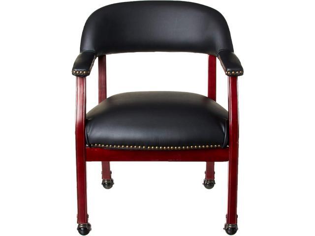 Boss Captains Chair In Black Vinyl W/ Casters