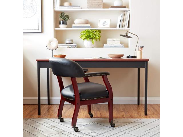 Boss Captains Chair In Black Vinyl W/ Casters