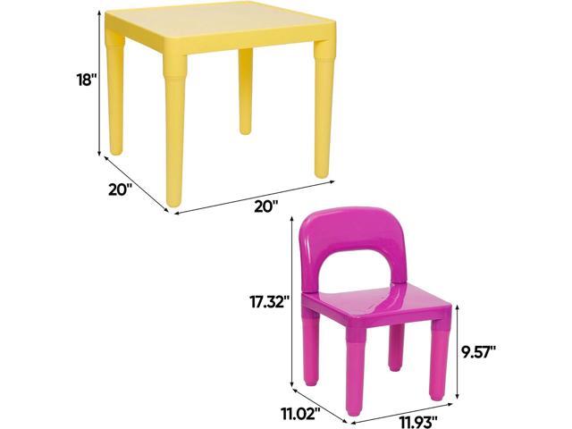 ZENY Kids Plastic Table and 4 Chairs Set, Multicolor Play Room Furniture for Reading, Train, Art, Crafts, Welcome to consult