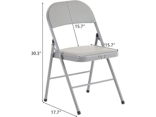 Karl home 4 Pack Grey Folding Chairs with Padded Seats for Outdoor & Indoor, Portable Stackable Commercial Seat with Steel Frame for Events Office...