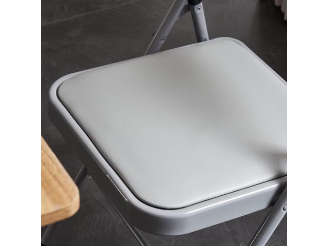 Karl home 4 Pack Grey Folding Chairs with Padded Seats for Outdoor & Indoor, Portable Stackable Commercial Seat with Steel Frame for Events Office...