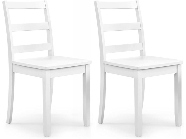 Giantex Wood Dining Chairs Set of 2 White - Wooden Armless Kitchen Chairs with Solid Rubber Wood Legs, Non-Slip Foot Pads, Max Load 400 Lbs,...