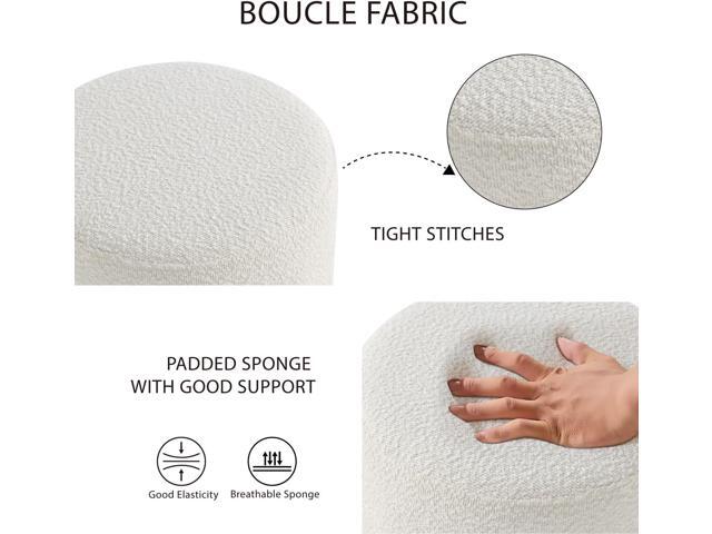 Get Set Style Modern Round Ottoman with Soft Padded Seat, Multifunctional Vanity Stool for Makeup, Upholstered Footrest Stool Ottoman Foot Stool...