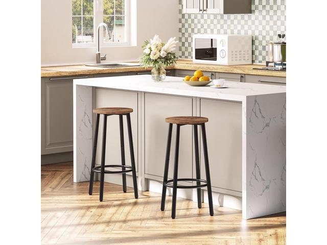 HOOBRO Bar Stools, Set of 2 Bar Chairs, Kitchen Round Height Stools with Footrest, Breakfast Bar Stools, Sturdy Steel Frame, for Dining Room,...