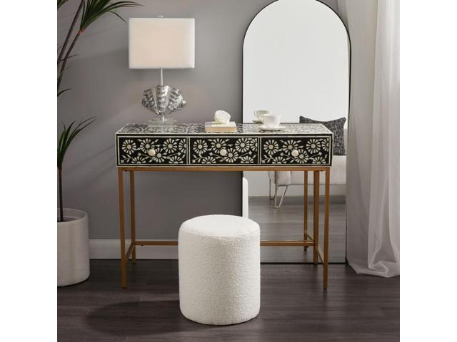 Get Set Style Modern Round Ottoman with Soft Padded Seat, Multifunctional Vanity Stool for Makeup, Upholstered Footrest Stool Ottoman Foot Stool...