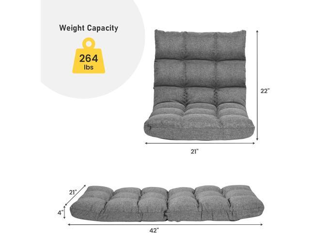 COSTWAY Floor Chair, Folding Gaming Chair with Back Support, 14 Adjustable Positions, Alloy Steel Frame, Lazy Sofa Lounge for Playing Reading...