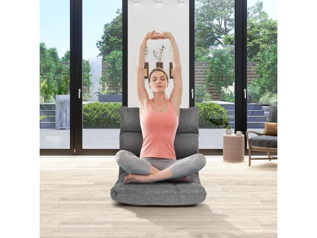 COSTWAY Floor Chair, Folding Gaming Chair with Back Support, 14 Adjustable Positions, Alloy Steel Frame, Lazy Sofa Lounge for Playing Reading...