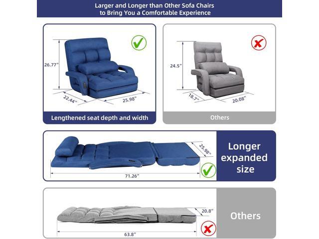 STHOUYN Comfy Bedroom Chair with 2 USB Charging Ports, 5-Position Floor Couch Gaming Chairs for Adults, Lounge Chair Indoor Folding Lazy Sofa...