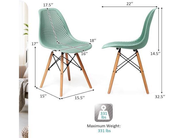 Giantex Set of 2 Modern Dining Chairs, Outdoor Indoor Shell PP Lounge Side Chairs with Mesh Design, Beech Wood Legs, Tulip Leisure Chairs, DSW...