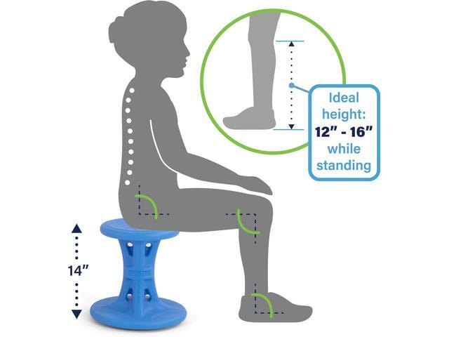 Simplay3 14' Play Around Wiggle Chairs 2-Pack, Kids Wobble Stools for Ages 5-8, Improved Focus and Attention - Blue, Made in USA