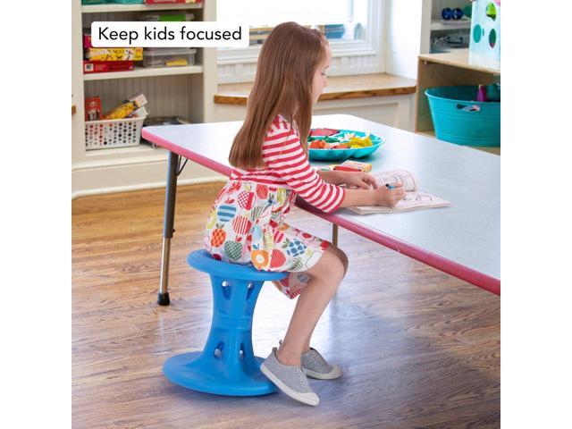 Simplay3 14' Play Around Wiggle Chairs 2-Pack, Kids Wobble Stools for Ages 5-8, Improved Focus and Attention - Blue, Made in USA