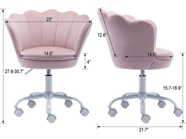 Adjustable Kids Desk Chair Cute Reading Computer Chair for Students Modern Upholstered Velvet Swivel Rolling Armchair for Girls Bedroom, Seashell...