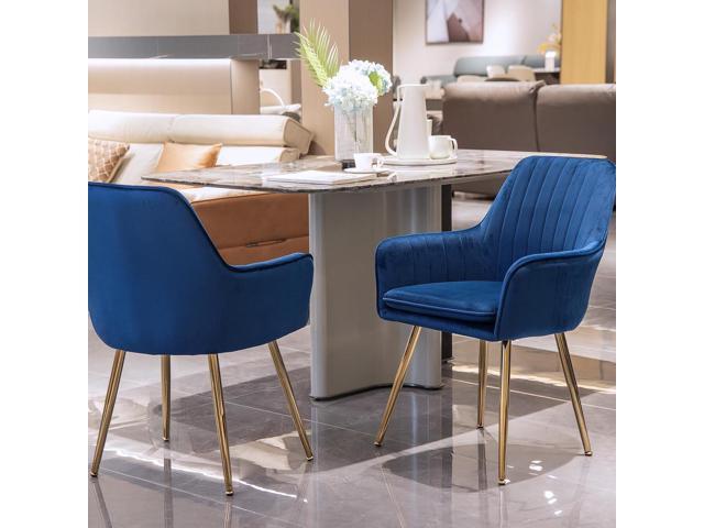 Velvet Dining Chair Set of 2 - Modern Mid-Back Accent Chair with Gold Plating Legs - Comfy Upholstered Chair for Living RoomBedroom & Reception...