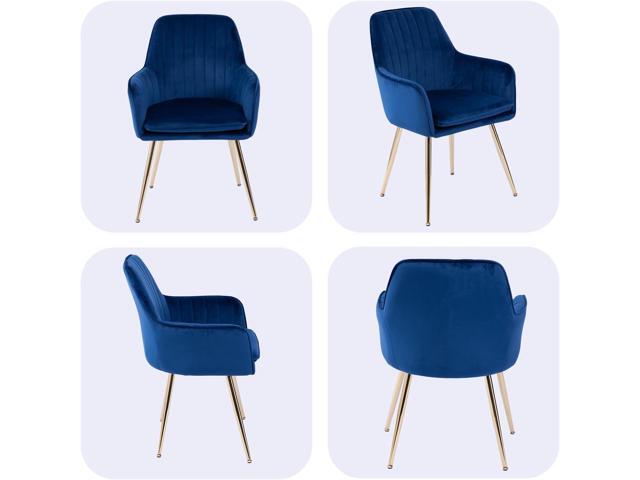 Velvet Dining Chair Set of 2 - Modern Mid-Back Accent Chair with Gold Plating Legs - Comfy Upholstered Chair for Living RoomBedroom & Reception...